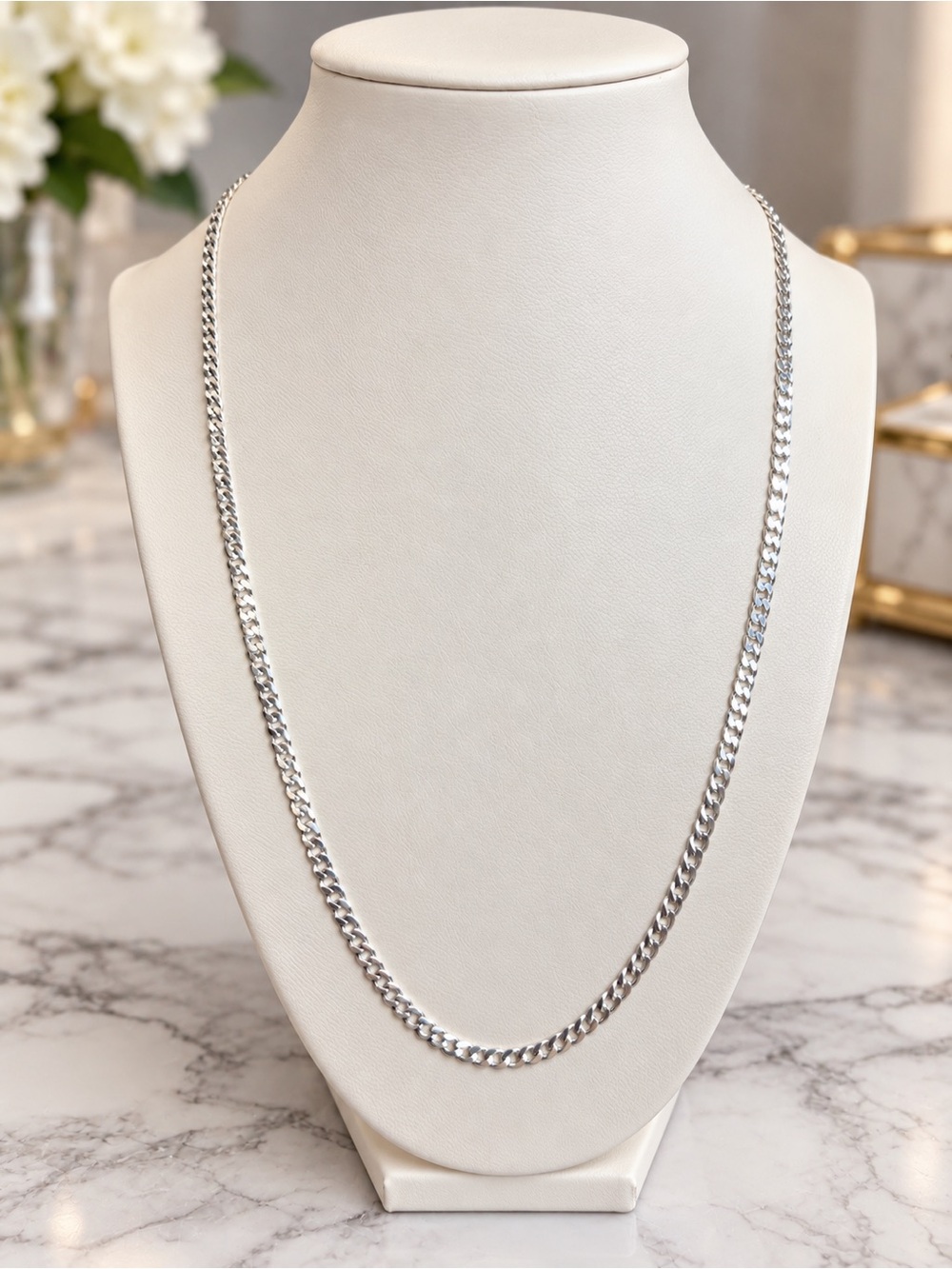 925 Sterling Silver Cuban Link Chain 22” 4mm Italy Men’s Necklace NWT